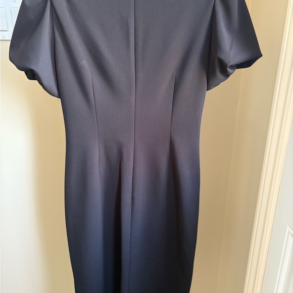 DKNY Black Asymmetrical Ruched Cocktail Dress - Picture 3 of 12